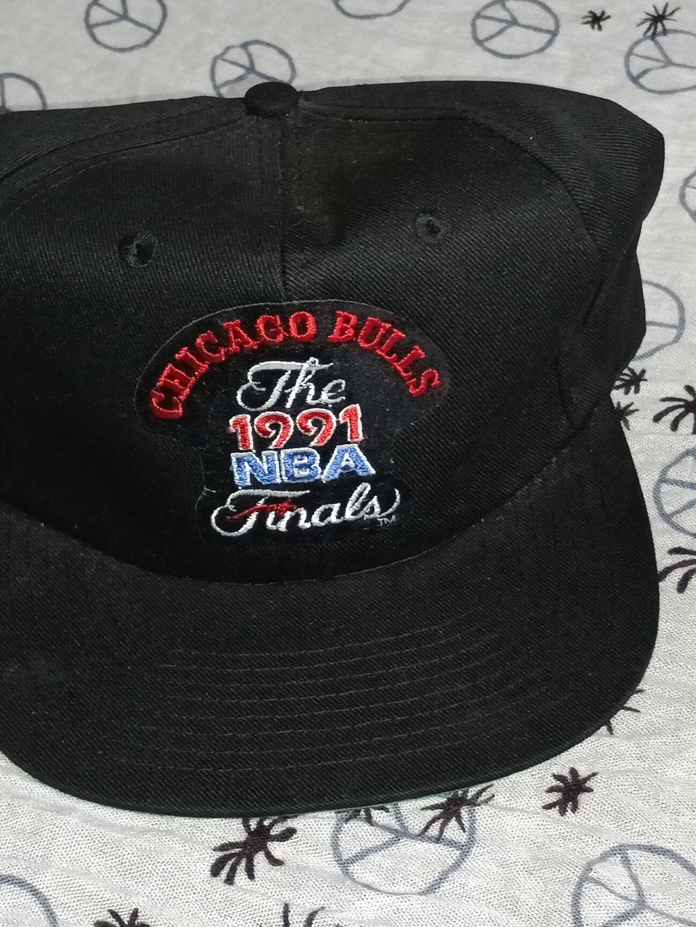 NBA Chicago Bulls 1991 Finals Black Hat with Red, White, Blue Embroidery